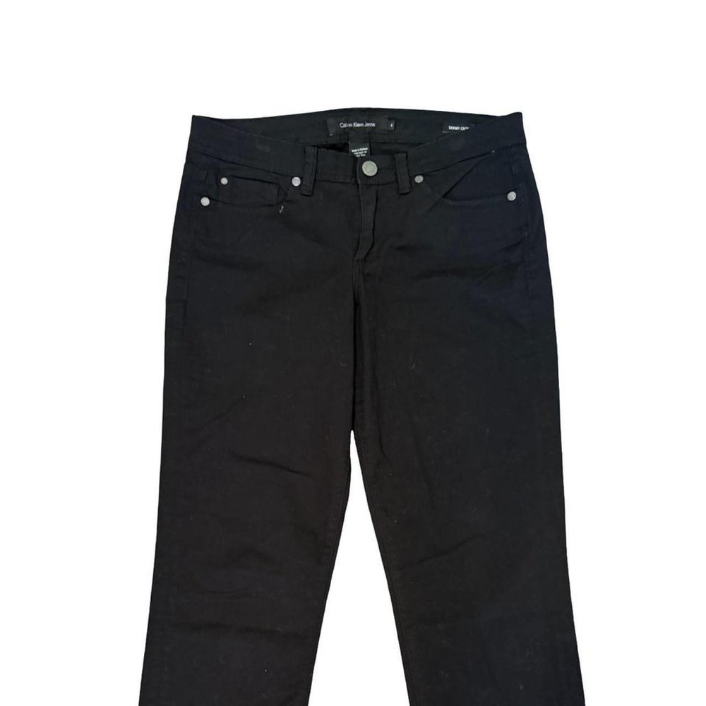 Calvin Klein Jeans Womens Black Skinny Crop Pants Size 8 Mid Rise Stretch Denim